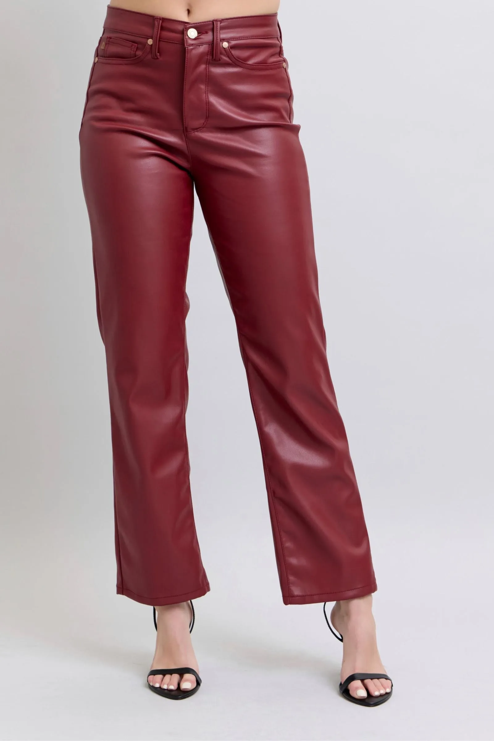 Dannie HW Tummy Control Faux Leather Straight