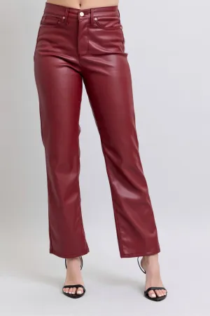 Dannie HW Tummy Control Faux Leather Straight