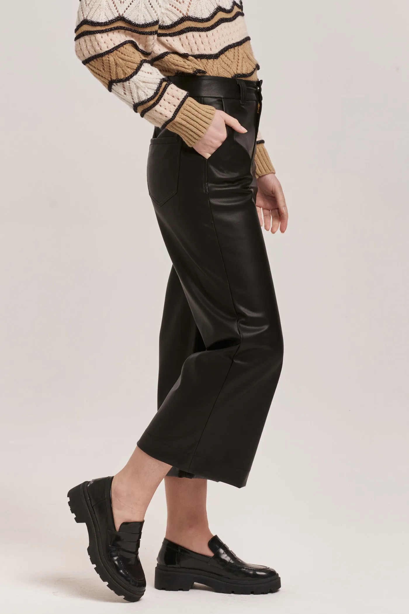 Dear John Audrey Super High Rise Vegan Leather Wide Leg Pants