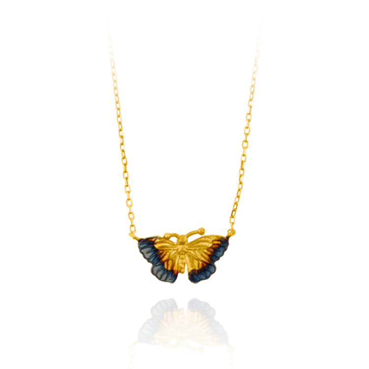 Delicate Butterfly Pendant with Ember Tones