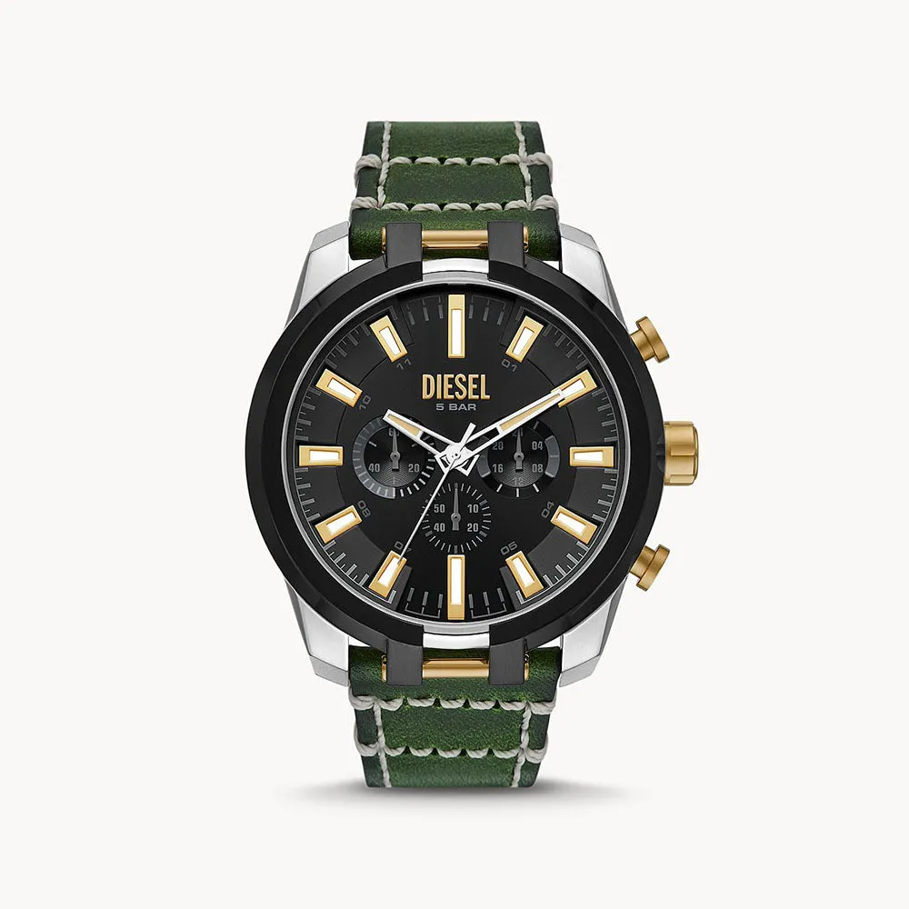 Diesel Split Chronograph Green Leather Watch