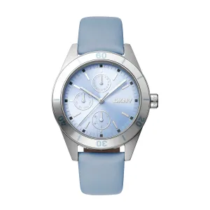 DKNY ACTIVE Women's Blue Dial Leather Strap Watch