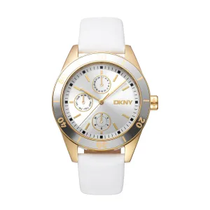 DKNY ACTIVE Women's Silver Dial Leather Strap Watch