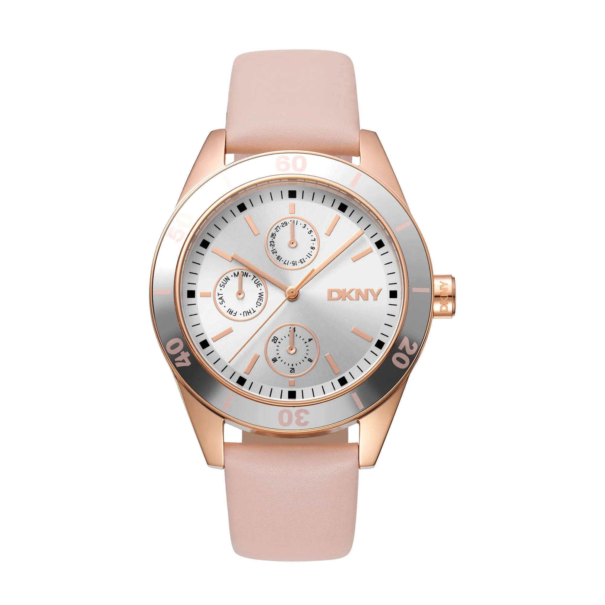DKNY ACTIVE Women's Silver Dial Leather Strap Watch