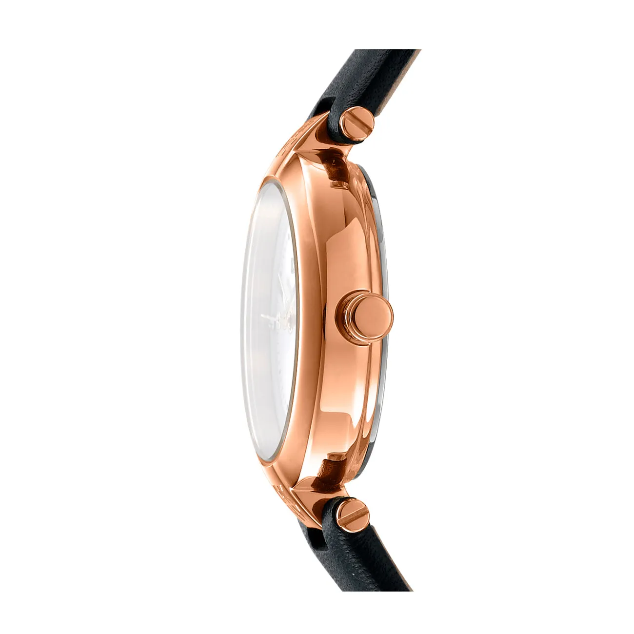 DKNY EVERYDAY Women's Black Dial Leather Strap Watch