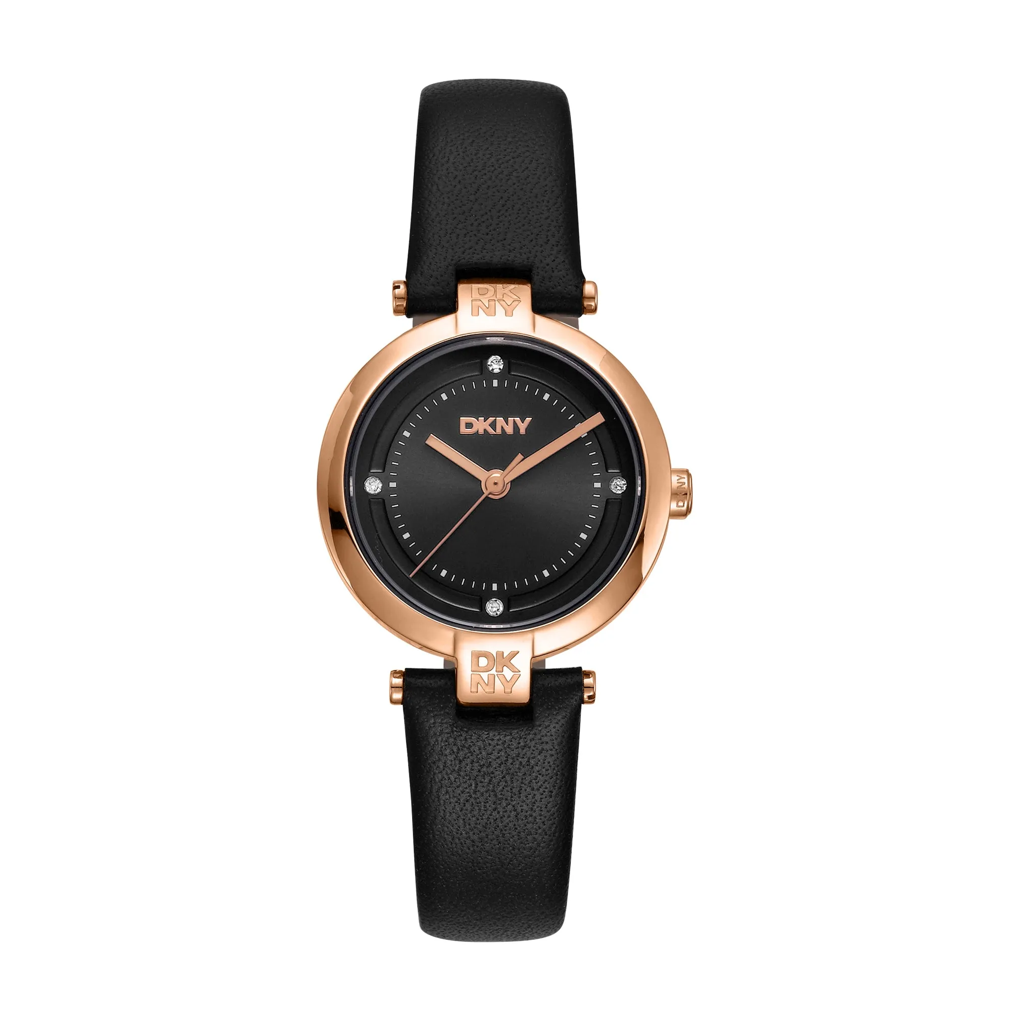 DKNY EVERYDAY Women's Black Dial Leather Strap Watch