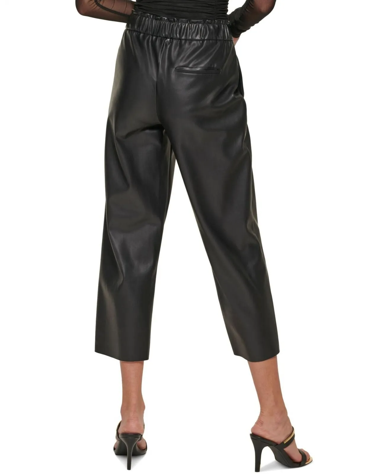 DKNY Women's Faux-Leather Cropped Wide-Leg Pants P2IKTO83