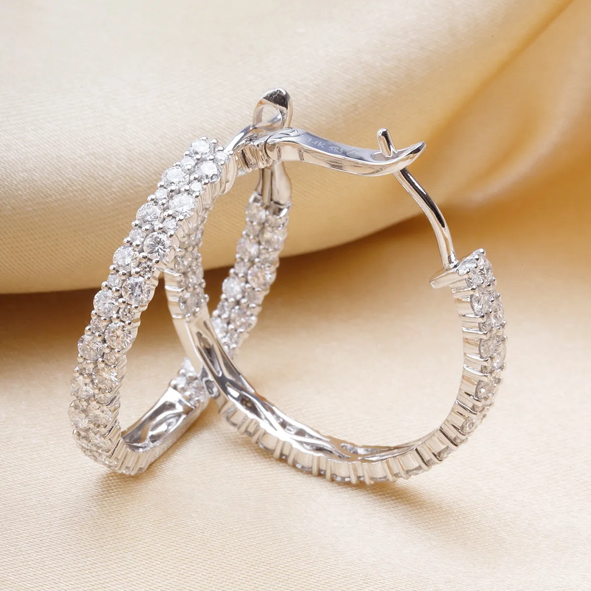 Double Row Prong Set Hoops