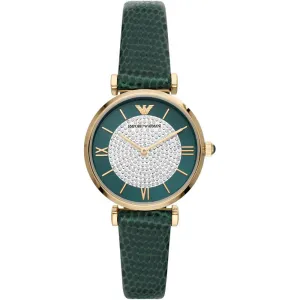 EMPORIO ARMANI ANALOG WATCH 0 JWL GP LEATHER STRAP