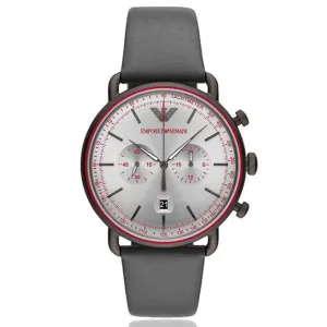 EMPORIO ARMANI ANALOG WATCH 0 JWL SS LEATHER STRAP