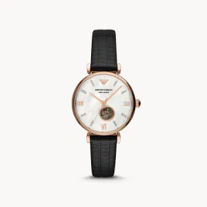 Emporio Armani Automatic Black Leather Watch