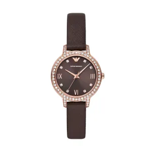 EMPORIO ARMANI CLEO WOMEN'S PRO-PLANET LEATHER WATCH