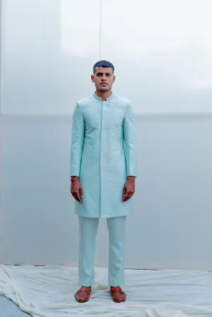 Epitome- Light Blue Embroidered Achkan with Kurta Set