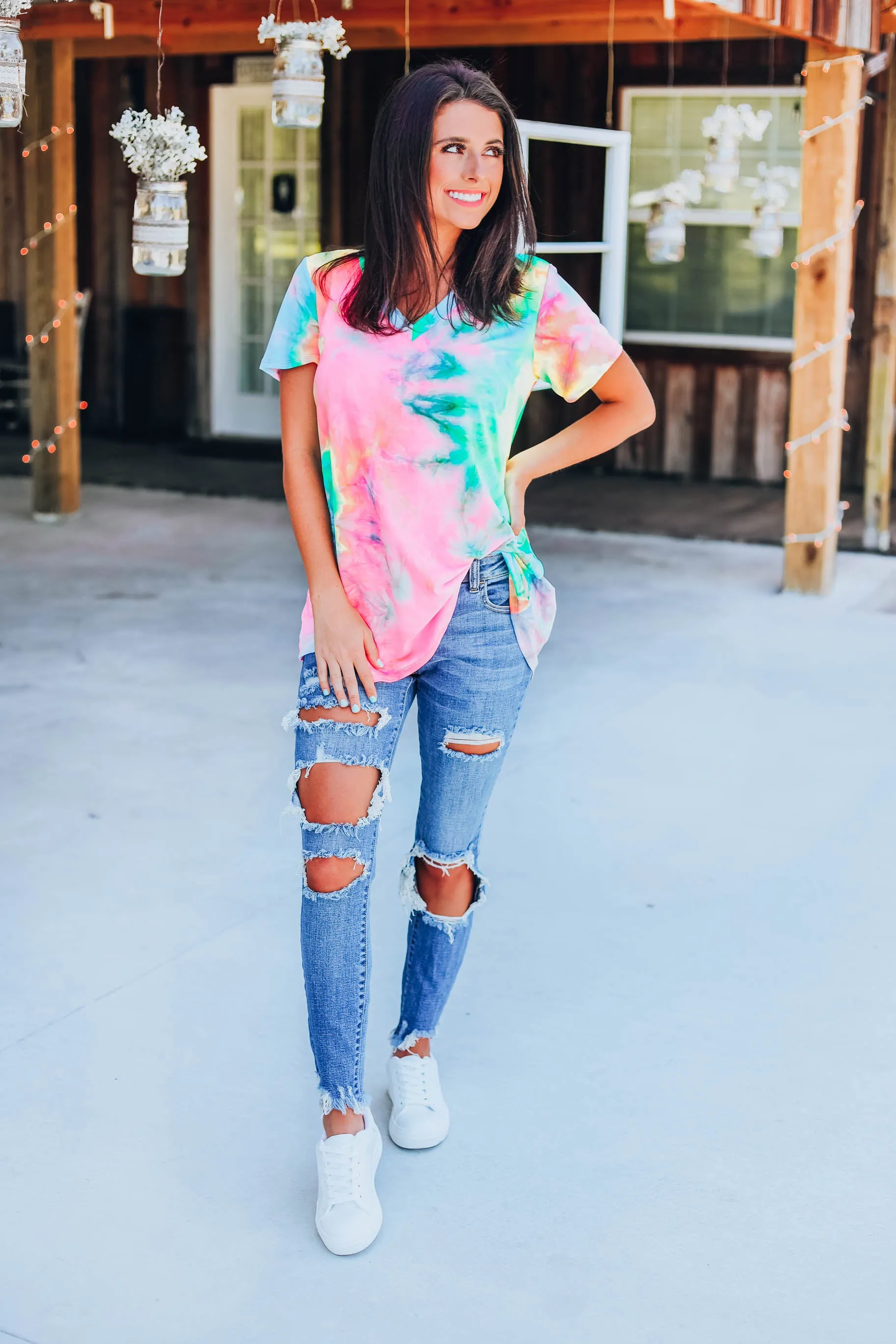 Fantasy Fun Tie Dye Top - Neon Pink/Multi