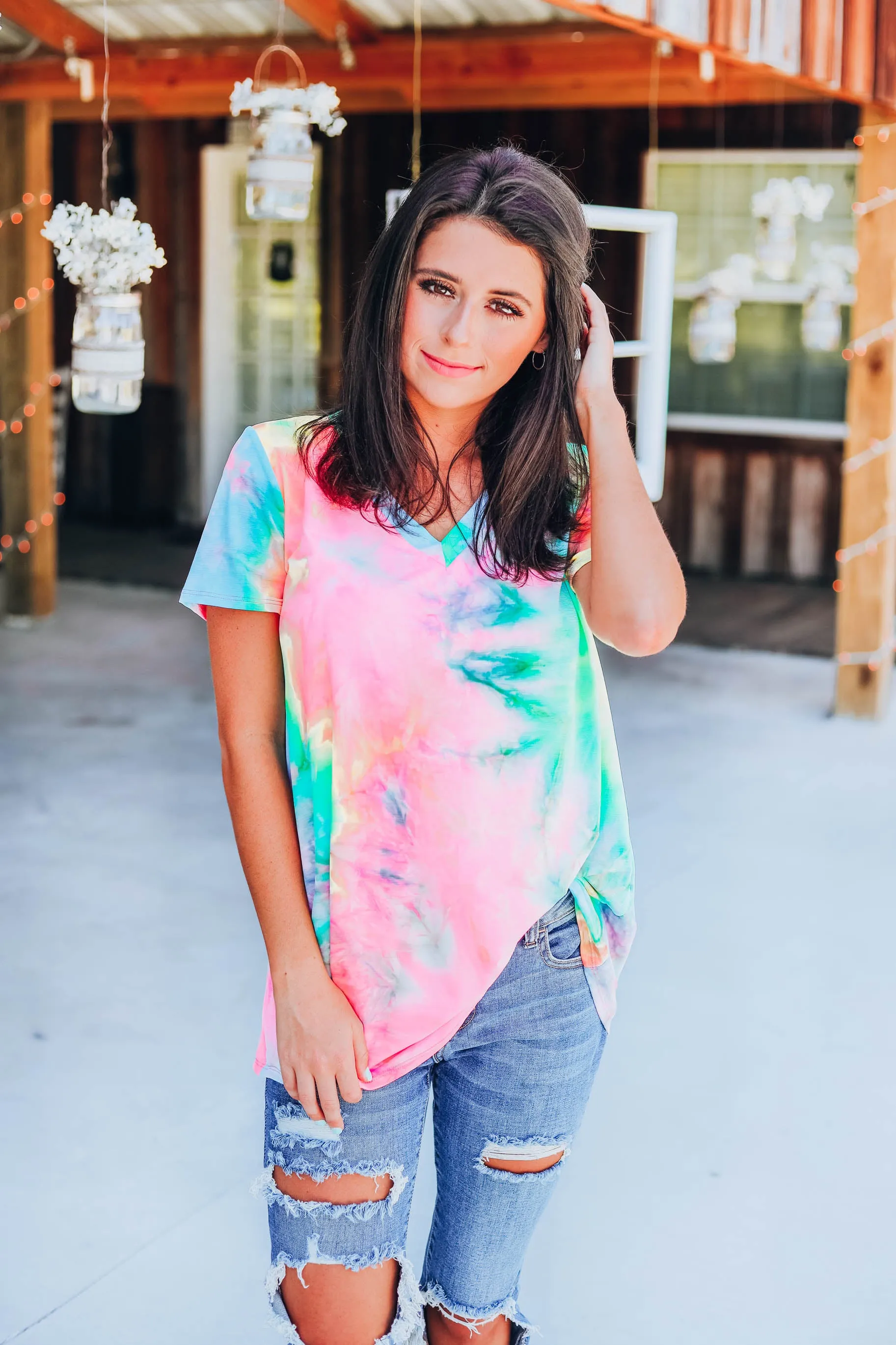 Fantasy Fun Tie Dye Top - Neon Pink/Multi