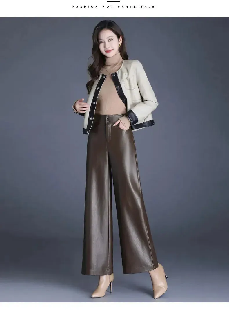 Faux Leather Wide Leg Pant