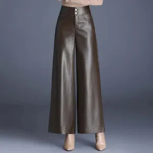 Faux Leather Wide Leg Pant
