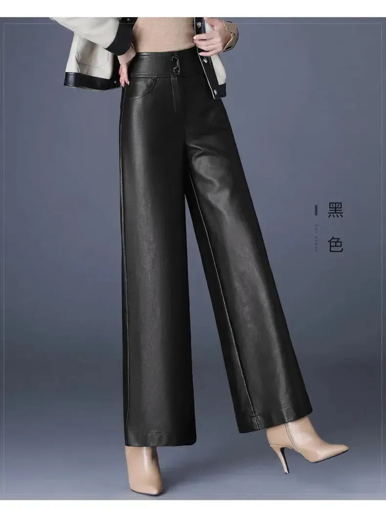 Faux Leather Wide Leg Pant