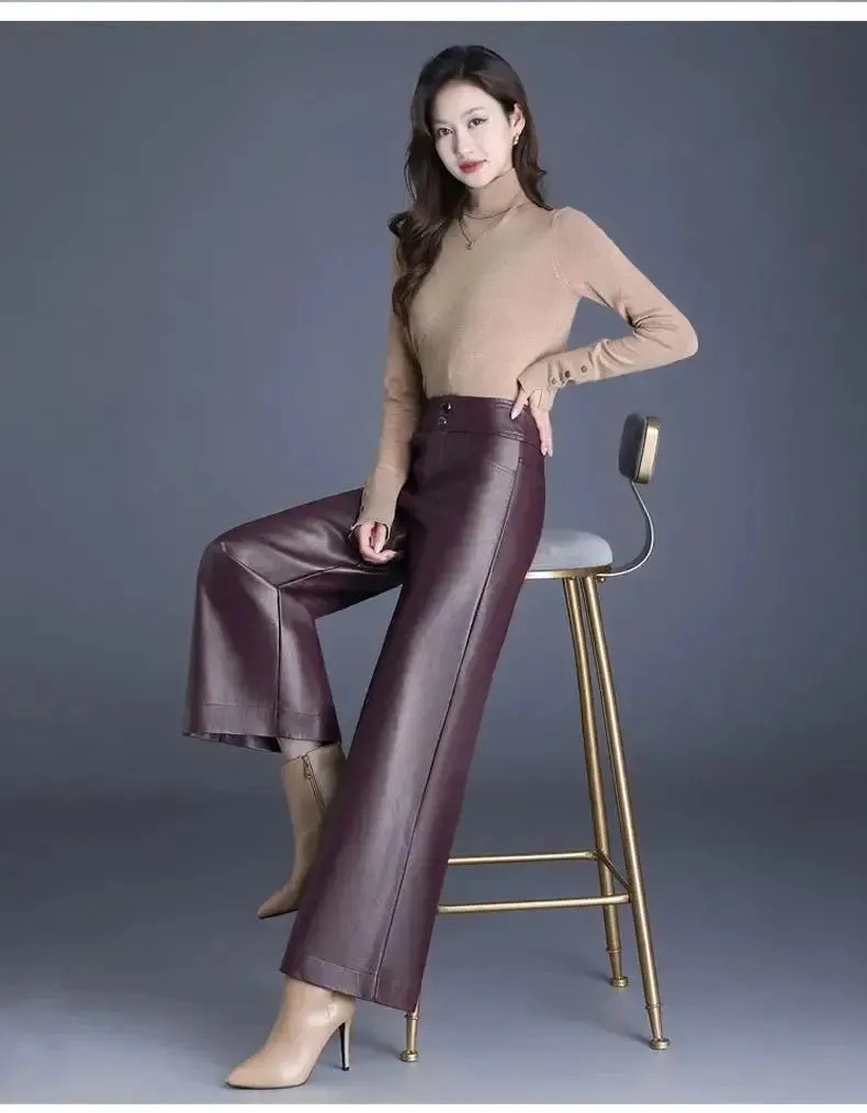 Faux Leather Wide Leg Pant