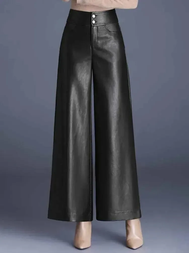 Faux Leather Wide Leg Pant