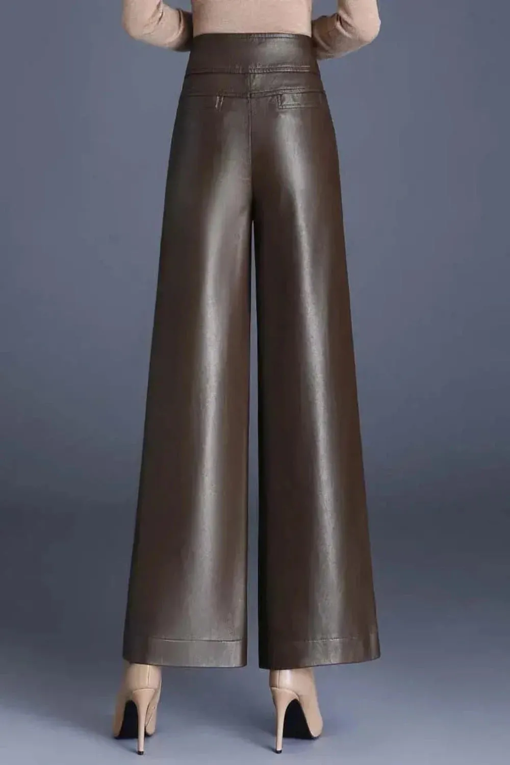 Faux Leather Wide Leg Pant