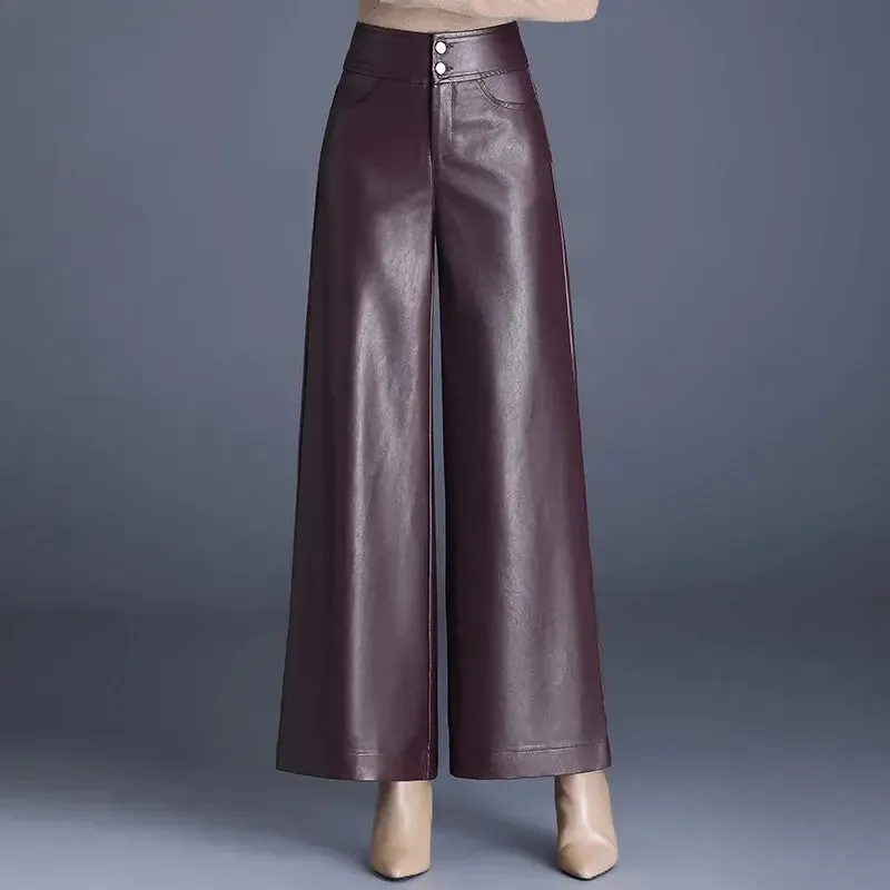 Faux Leather Wide Leg Pant
