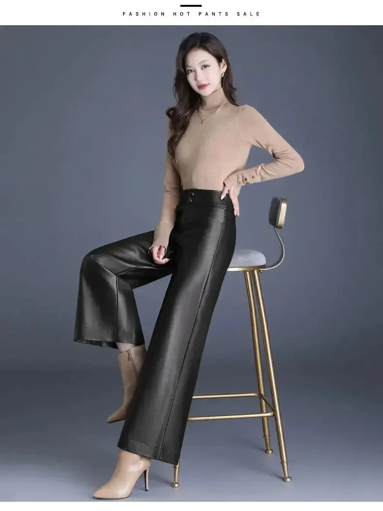 Faux Leather Wide Leg Pant