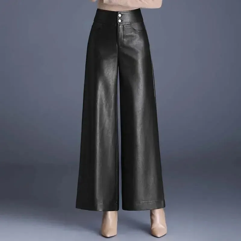 Faux Leather Wide Leg Pant