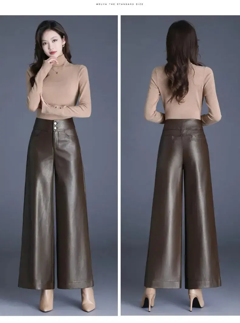 Faux Leather Wide Leg Pant