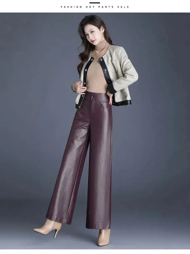 Faux Leather Wide Leg Pant