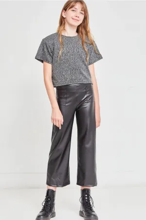 Faux Leather Wide Legs Pants