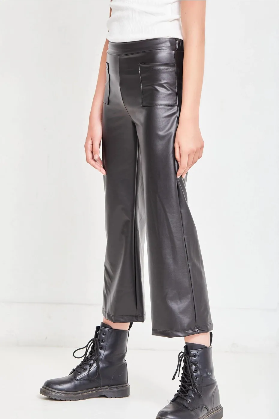 Faux Leather Wide Legs Pants