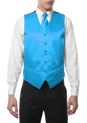 Ferrecci Mens Turquoise Satin 4pc Vest Set