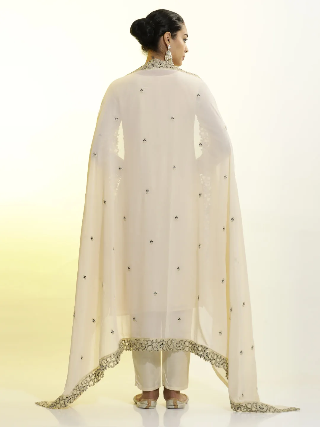 Festive Embroidered Georgette Kurta Set With Dupatta