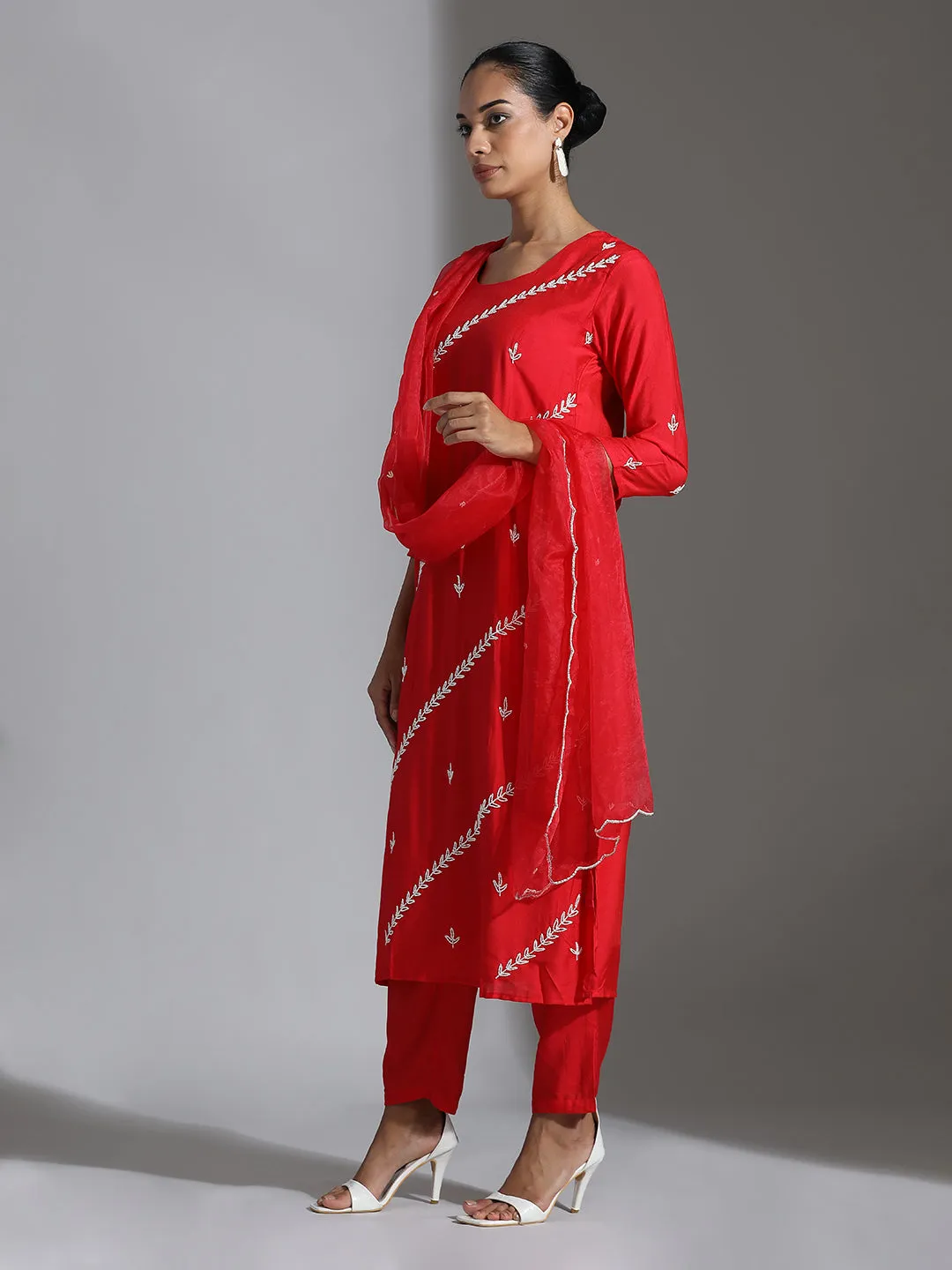 Festive Silk Embroidered Suit Set
