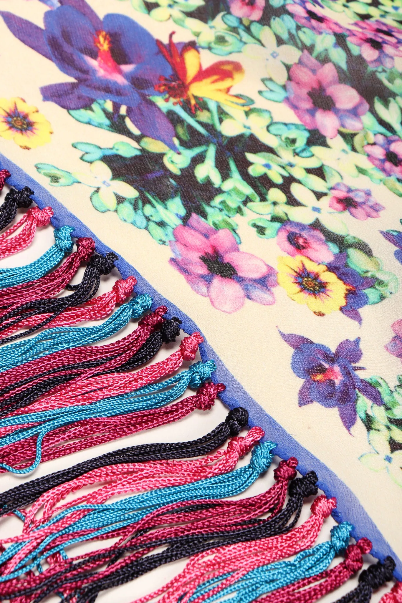 Floral Fringe Kaleidoscope Shawl