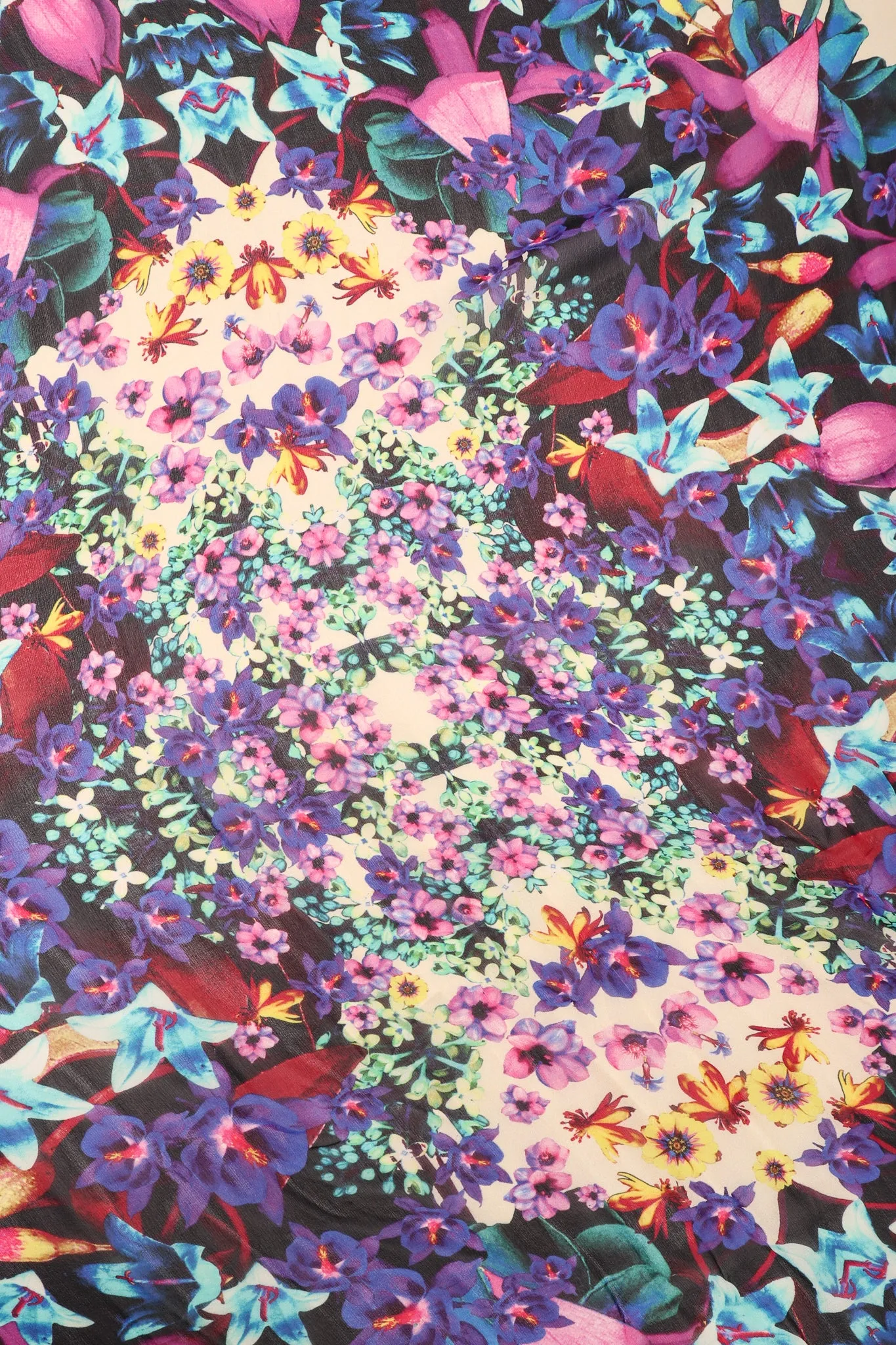 Floral Fringe Kaleidoscope Shawl
