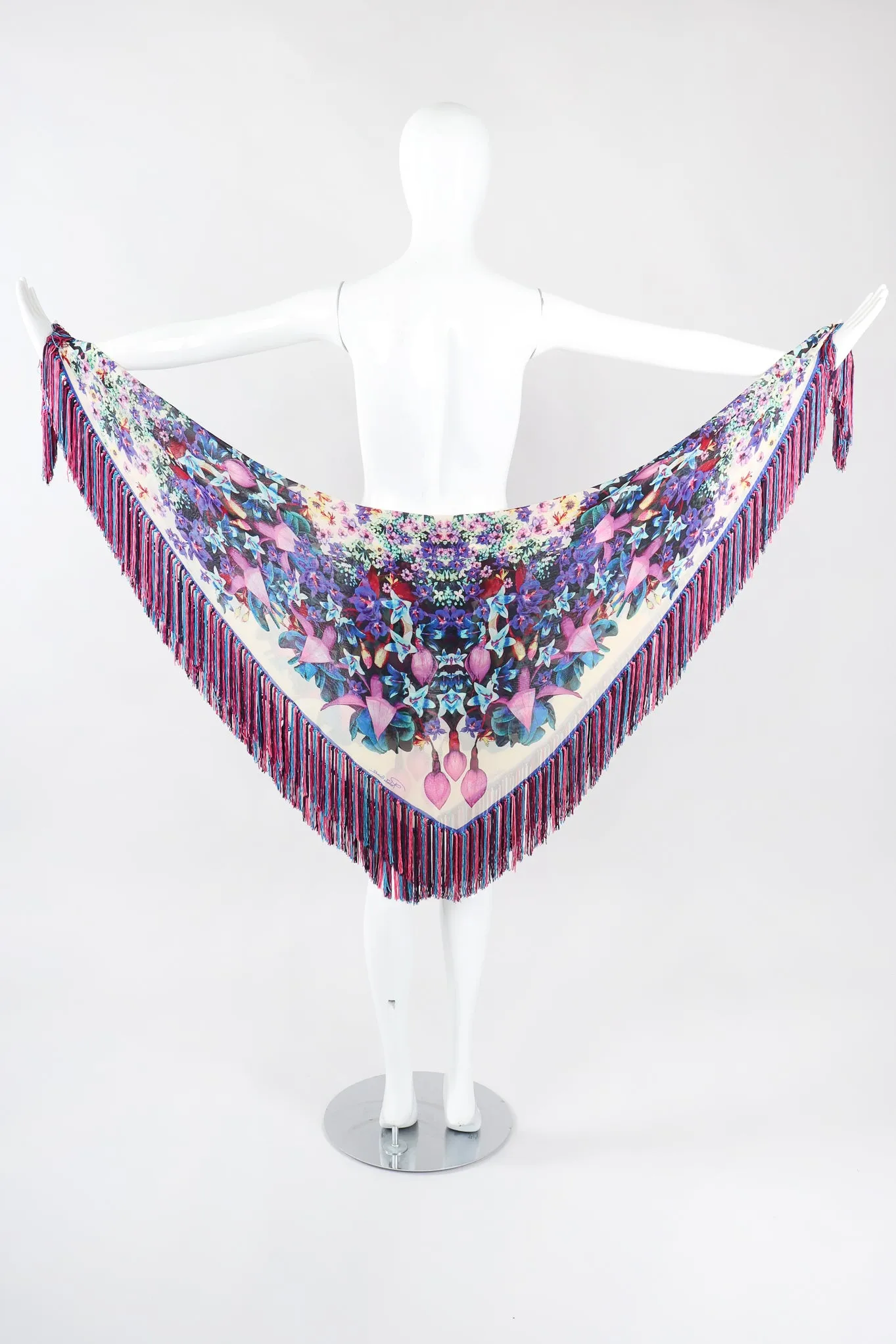 Floral Fringe Kaleidoscope Shawl