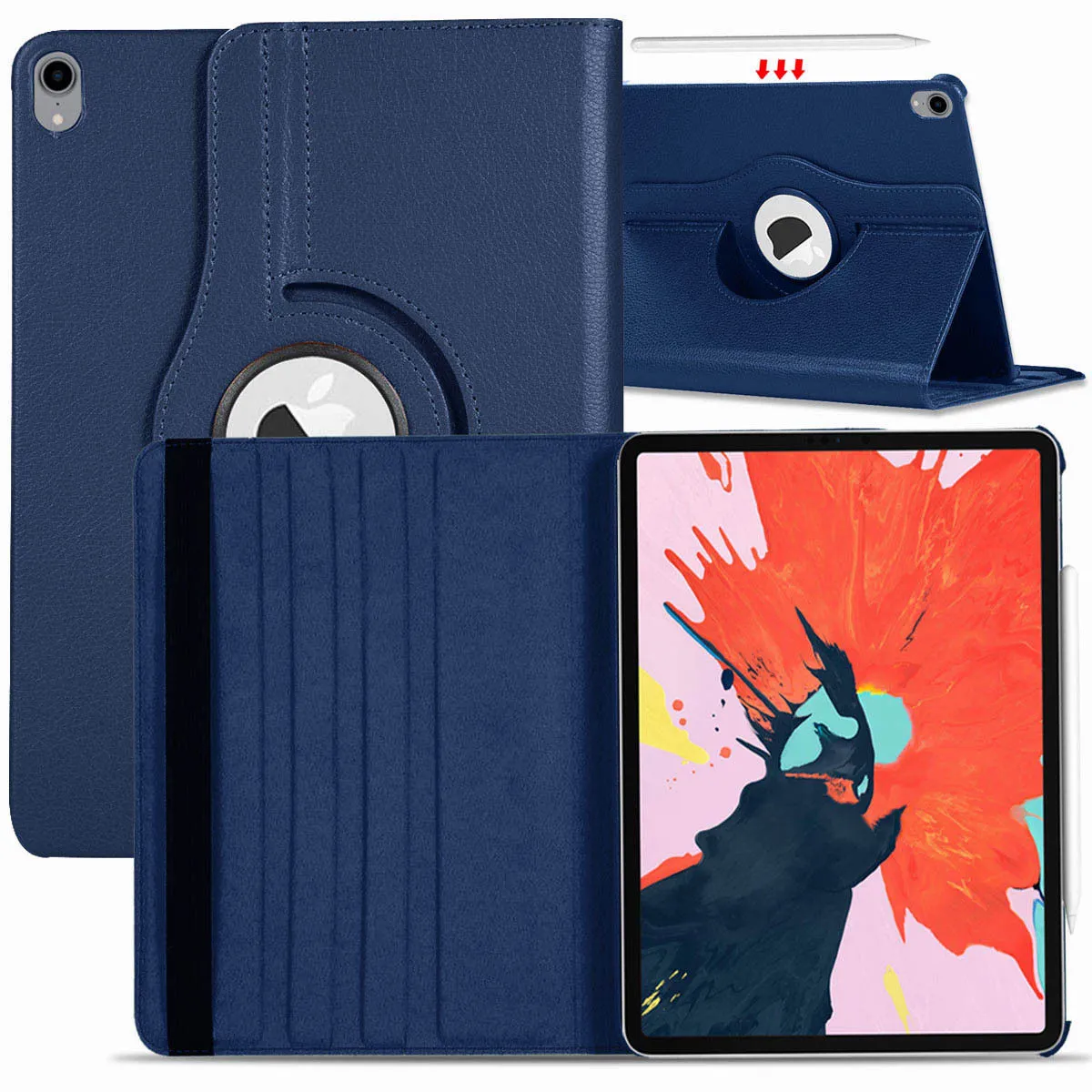 for Apple iPad Pro 11 / 12.9 3rd Gen 2018 360 Rotating Leather Smart Case Cover Pink