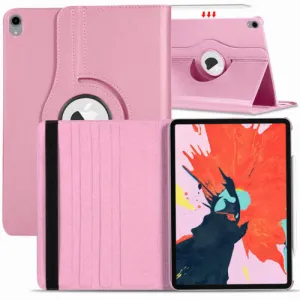 for Apple iPad Pro 11 / 12.9 3rd Gen 2018 360 Rotating Leather Smart Case Cover Pink