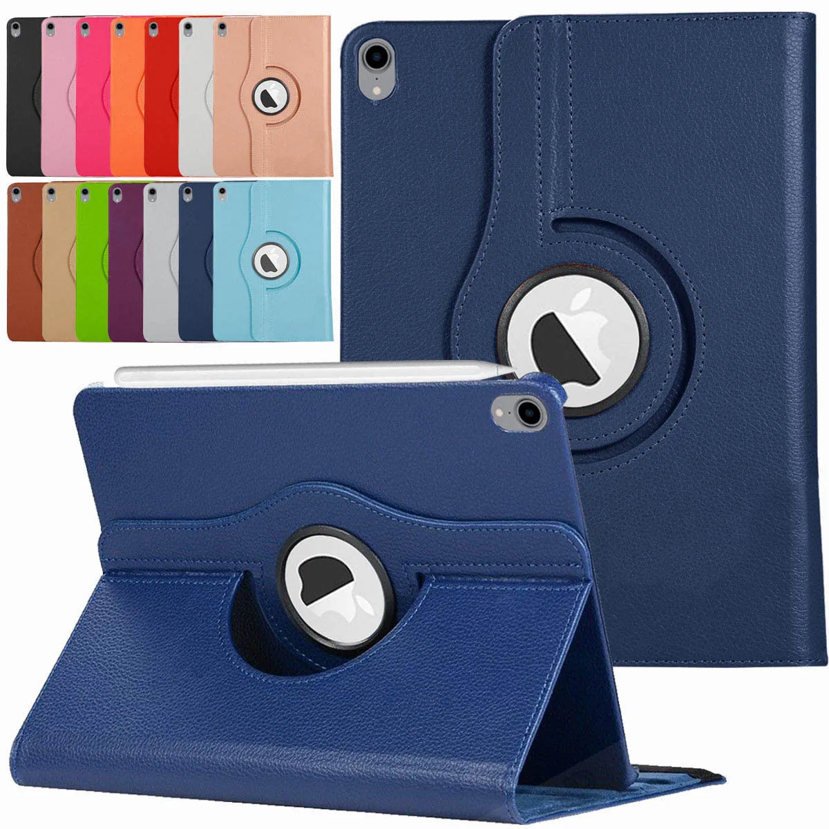 for Apple iPad Pro 11 / 12.9 3rd Gen 2018 360 Rotating Leather Smart Case Cover Pink