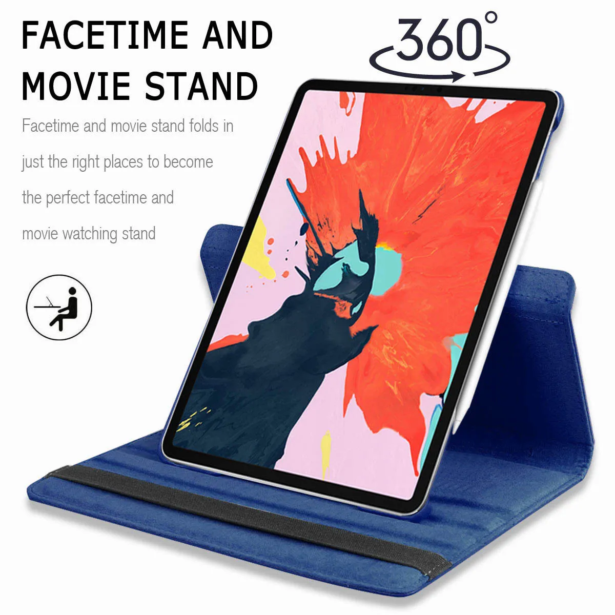 for Apple iPad Pro 11 / 12.9 3rd Gen 2018 360 Rotating Leather Smart Case Cover Pink