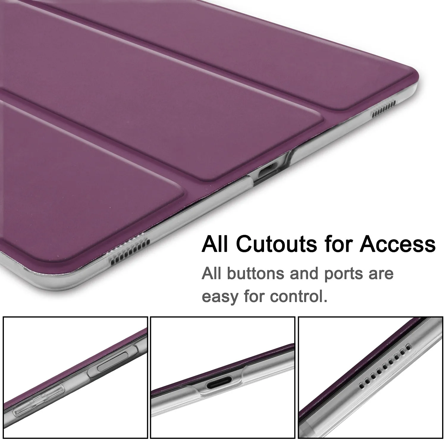 For Samsung Tab S5E 10.5 T720 Ultra-thin PU Leather Bracket Tri-fold Protective Case with Sleep Function purple