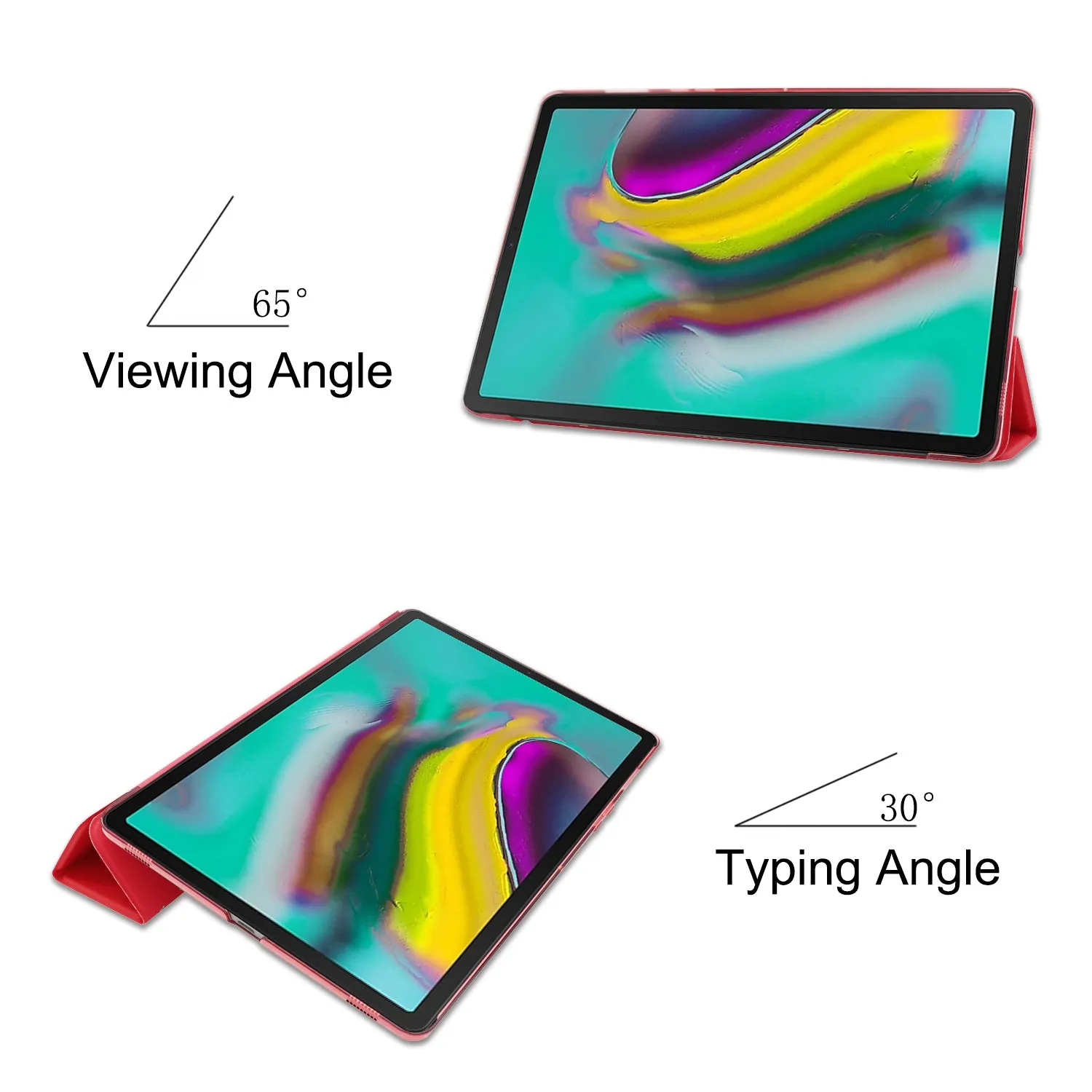 For Samsung Tab S5E 10.5 T720 Ultra-thin PU Leather Bracket Tri-fold Protective Case with Sleep Function purple