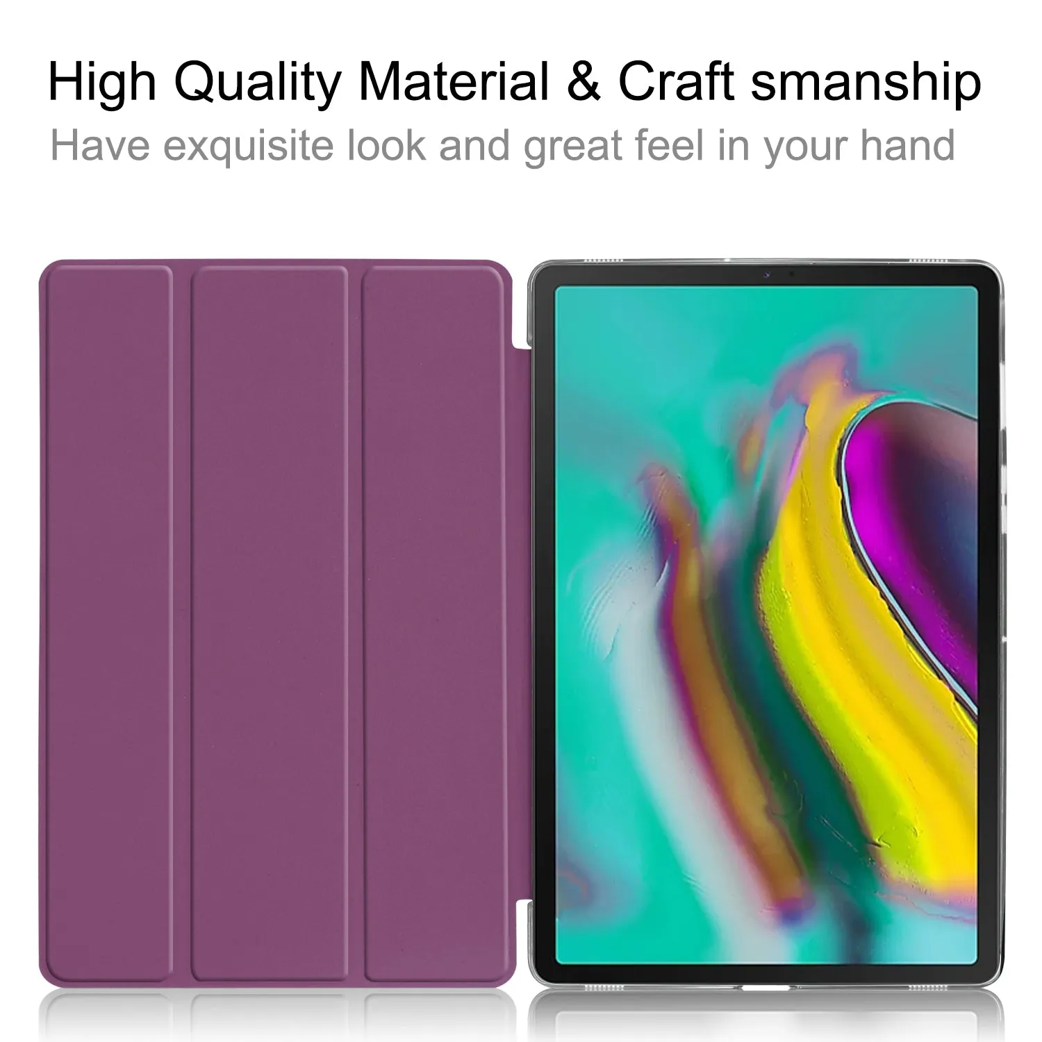 For Samsung Tab S5E 10.5 T720 Ultra-thin PU Leather Bracket Tri-fold Protective Case with Sleep Function purple