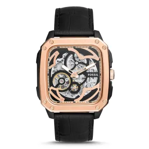 Fossil Automatic Men's Watch Gold Plated Leather Strap - BQ2572