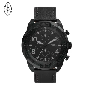 Fossil Bronson Chronograph Black Eco Leather Men's Watch - FS5874