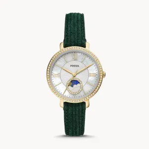 Fossil Jacqueline Sun Moon Multifunction Green Leather Women's Watch - ES5244