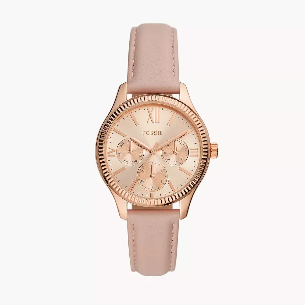 Fossil Rye Rose Gold Leather Women's Watch