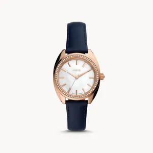 Fossil Vale Solar-Powered Blue Leather Women's Watch - BQ3775